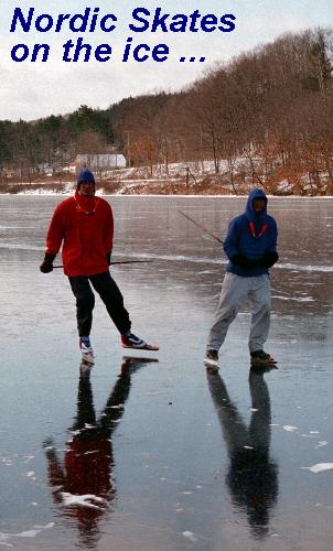 Smooth black ice on the Connecticut River.
Click here for Nordic Skate technical specs and prices.