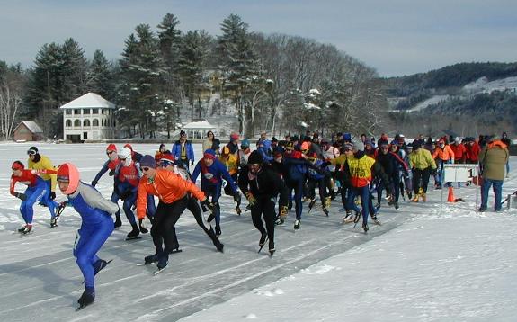 Start of a 25-kilometer race on Lake Morey